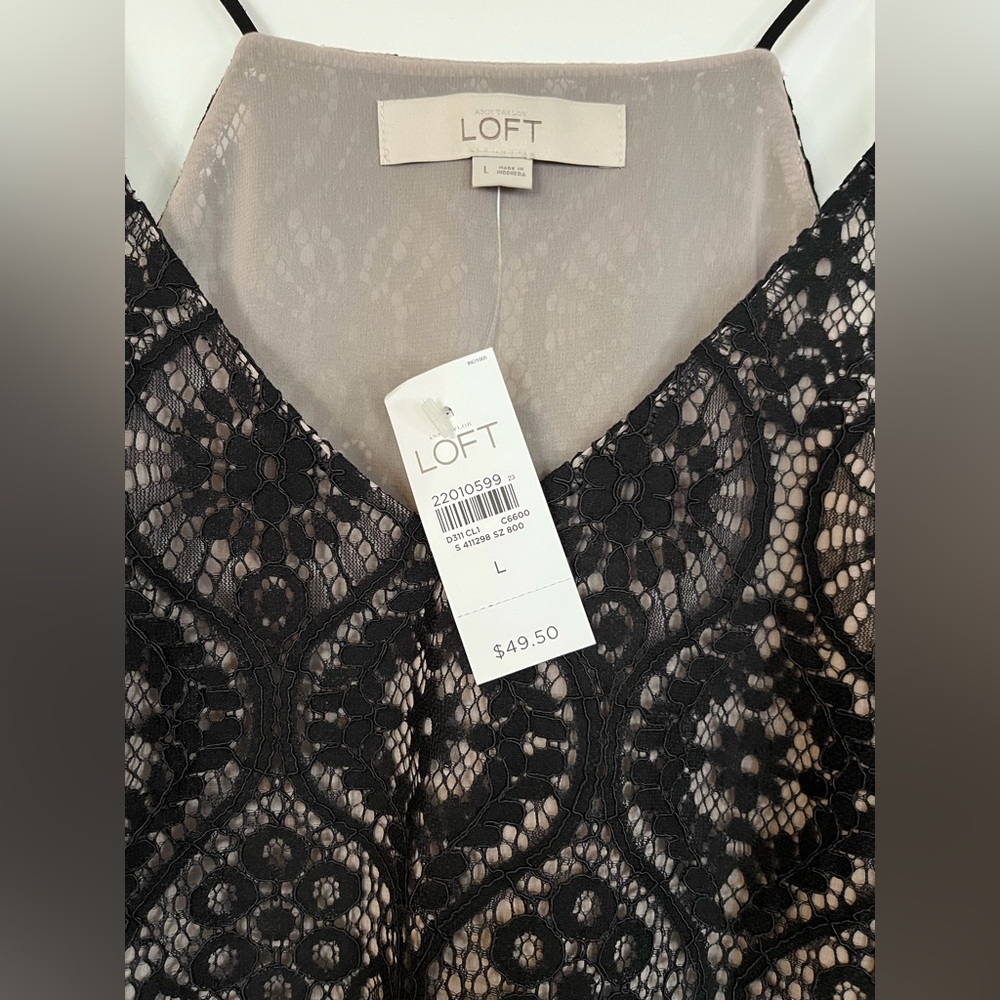 NWT LOFT Black Lace Sleeveless Blouse - Picture 2 of 2
